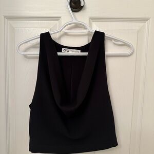 Zara Elegant Black Drape Top